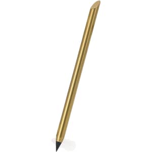 A grey-lead pencil with a sleek gold design, featuring a pointed tip for precise writing. It includes a logo.