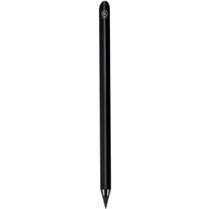 A black pencil with a pointed tip and a simple design, featuring a logo at the top.