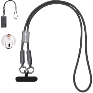 A black Fanders Holder Charging Cable with two clips, designed for attaching to devices. It features a logo on the holder.