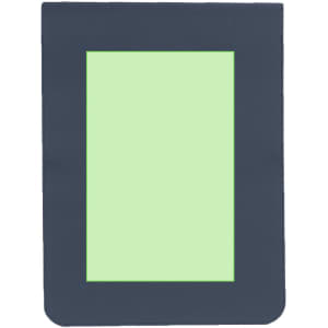 A navy laptop pouch with a green interior, featuring a logo. Suitable for storing laptops and accessories.