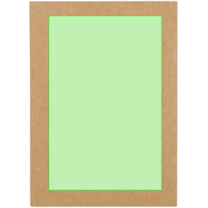 A green cardstock frame with a kraft paper border. The frame is rectangular in shape and features a simple design.