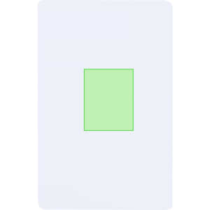 A white RFID card with a green centre and a simple rectangular design. It features a logo.