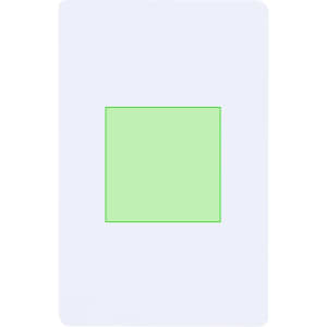 A rectangular RFID card featuring a light green square on a white background. The card includes a logo.