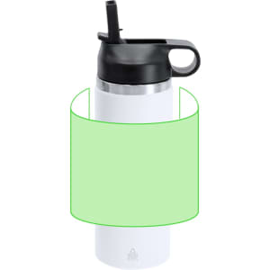 A drink bottle in white with a black lid and spout, featuring a logo on the body.