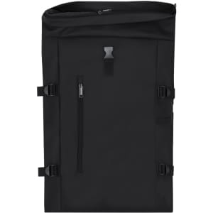 A black Hedix Backpack featuring a main compartment, a front zip pocket, and adjustable straps.