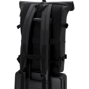 A black Hedix Backpack with adjustable straps and a padded back. Features a logo on the front.