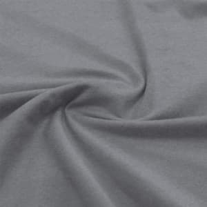 A grey fabric with a smooth texture, featuring a swirling pattern. The material appears soft and flexible.