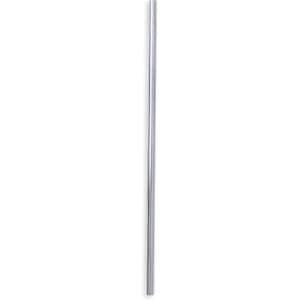 A drinking straw in a sleek silver finish, featuring a simple design and logo branding.