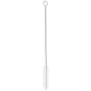 A cleaning brush for drinking straws with a twisted metal handle and a bristle tip, featuring a loop at the end.