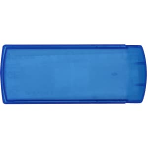 A blue rectangular case designed for Kesar Plasters, featuring a simple, sleek design and a logo.