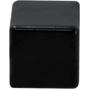 A black stress cube with smooth edges, featuring a minimalistic design and a glossy finish.
