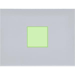 A sticky notepad in grey with a bright green sticky note in the centre. The product features a logo.