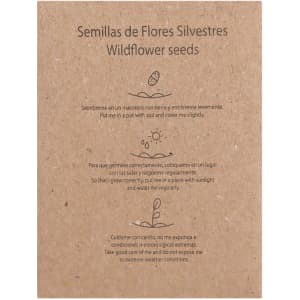 A packet of Balvor wildflower seeds featuring a brown, textured design with illustrations and a branding logo.