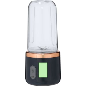 A black and copper Kalact Blender with a clear glass container and a control panel. It features a sleek, modern design.