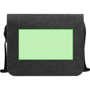 A grey shoulder bag featuring a large blank space and a shoulder strap. It has a simple, minimalist design.