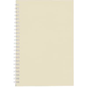 A spiral-bound Kidon Notebook in a light cream colour with a blank cover and an attached logo.