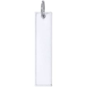 A white keyring with a silver metal loop, designed for customisation and attachment to keys or other items.