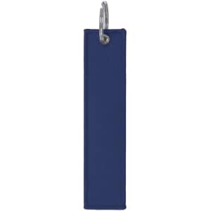 A navy blue keyring with a metal clasp, designed for attaching keys or small items.