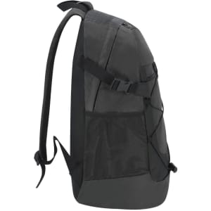 A black Zaroc Backpack featuring adjustable straps, a mesh side pocket, and a sleek design.