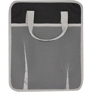 A grey and black mesh organiser bag with two handles, designed for miscellaneous items.
