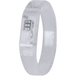 A clear, glow-in-the-dark bracelet with an internal mechanism. It has a smooth finish and a subtle sparkle.