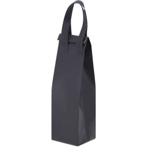 A sleek, dark grey cooler bag with a sturdy handle and a minimalist design. It features a branding logo.