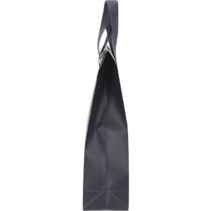 A navy cooler bag with a sleek design and a handle for easy carrying, featuring a logo.