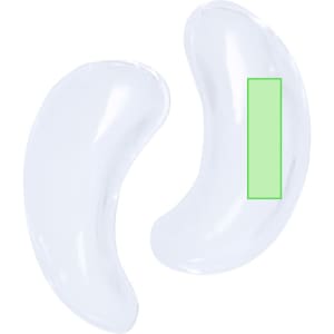 A set of two clear hot-cold packs in a kidney shape, featuring a smooth surface and rounded edges.