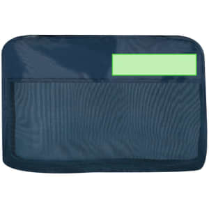 A navy blue organiser set featuring a mesh pocket and a solid panel, designed for various storage needs.