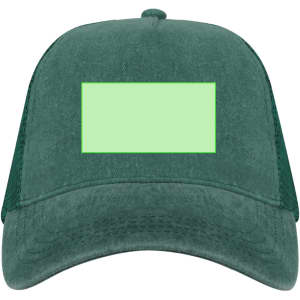 A green cap featuring a solid rectangular area for customisation. It has a textured finish and a classic silhouette.