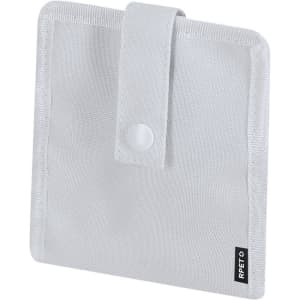 A grey nursing organiser made from durable material, featuring a snap closure and a small branding label.