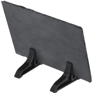 A dark slate sublimation plaque on a black stand, featuring a textured edge. Suitable for awards and trophies.