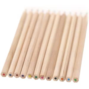 A set of wooden coloured pencils in various shades, neatly arranged with exposed tips for colour identification.