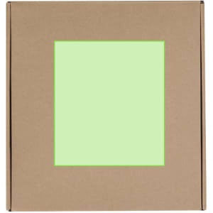 A brown gift box with a vibrant green interior, designed for the Rymarek Set promotional product.