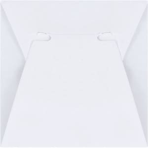 A white triangular packaging with open tabs, designed for a product, featuring a simple, clean design.