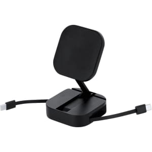 A black Witan Holder Charging Cable featuring a swivel design with two attached charging connectors.