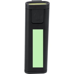 A black tool set with a green accent, featuring a sleek design and a button mechanism. It includes branding elements.