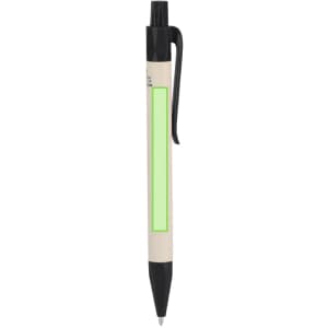 A pen with a beige barrel and black accents, featuring a green highlight area for customisation.