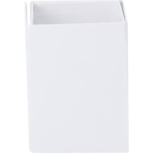 A white notepad and pencil holder featuring a simple rectangular design, ideal for office use.