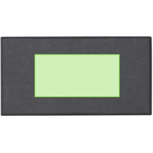 A black metal pen set with a rectangular green insert, featuring a logo on the front.