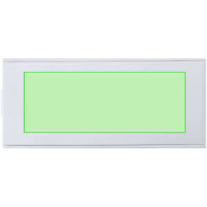 A rectangular white sewing kit with a green interior and a logo on the exterior.
