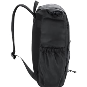 A black Zanjur backpack featuring a main compartment, side pocket, and padded shoulder straps.