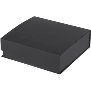 A black rectangular gift box with a smooth finish, designed for presentation or storage.