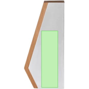 A sleek, angular plaque made of silver metal and natural wood, featuring a blank centre area for personalisation.