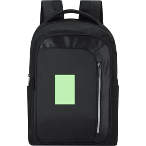 A black Divigan backpack with a front zip pocket and a small green rectangular logo area.