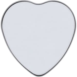 A heart-shaped mirror with a silver border. The reflective surface is smooth and clear.