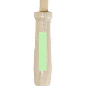 A wooden handle with a light green band, designed for use with a tool or implement.