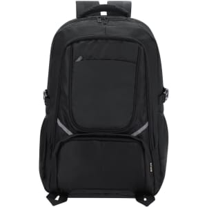 A black Zurut backpack with multiple compartments and a front pocket, featuring adjustable straps and a logo.