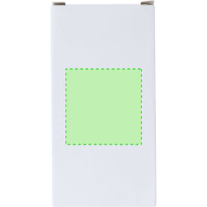 A white box featuring a light green square outline, likely packaging for a product.