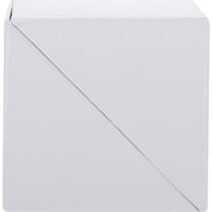A silver notepad pencil holder with a sleek, modern design featuring a geometric shape and a subtle branding logo.